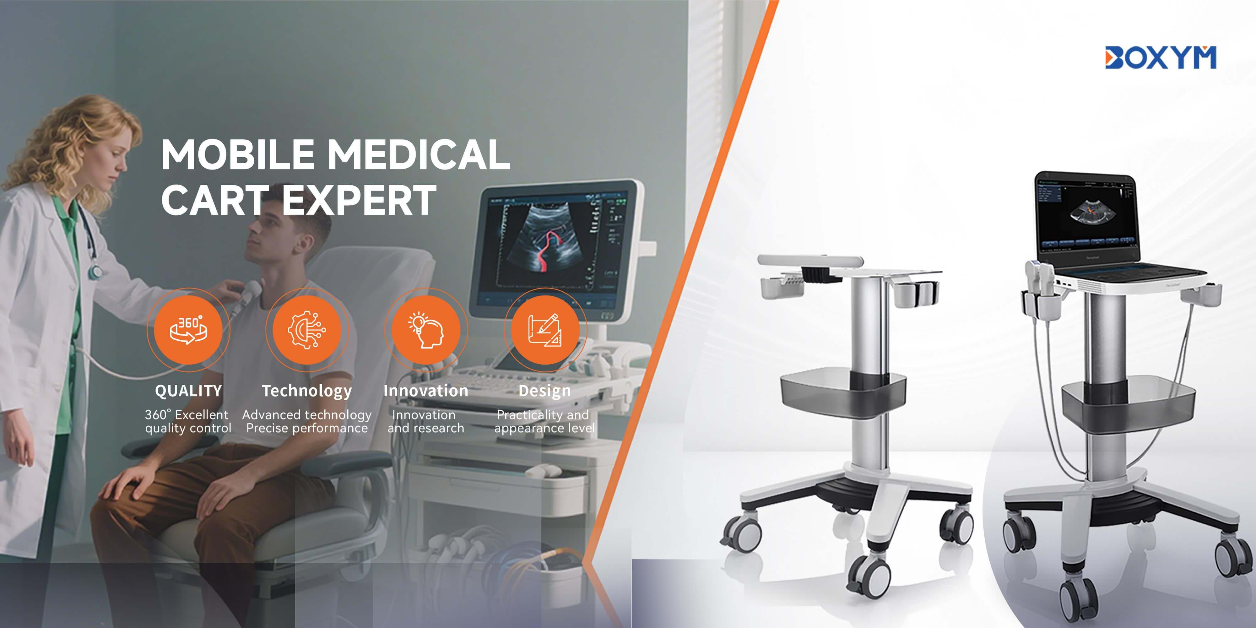  Ultrasound Cart with Fully Customizable Panel